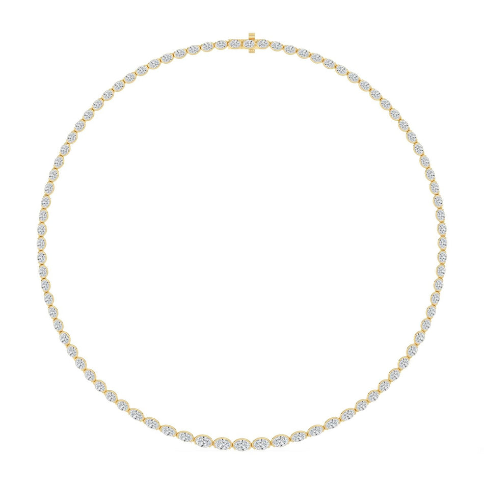 Elegant yellow gold diamond tennis necklace, perfect for custom engagement or bespoke jewelry designs