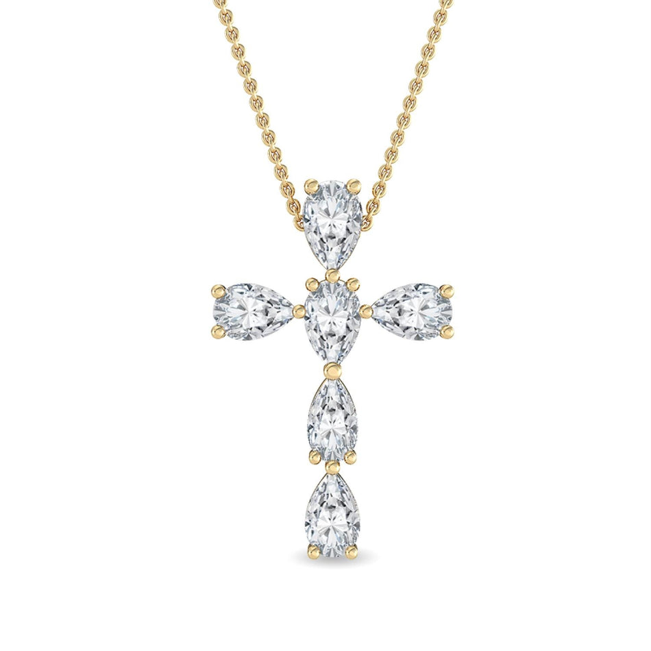 Pear Lab Grown Diamond Cross Necklace 2.05 ctw