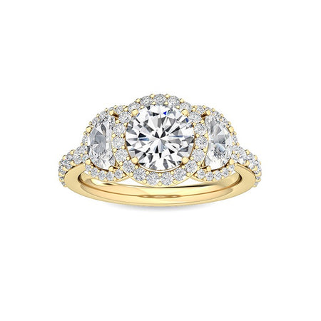 Gold Lab Grown Diamond Three Stone ring - bel viaggio designs