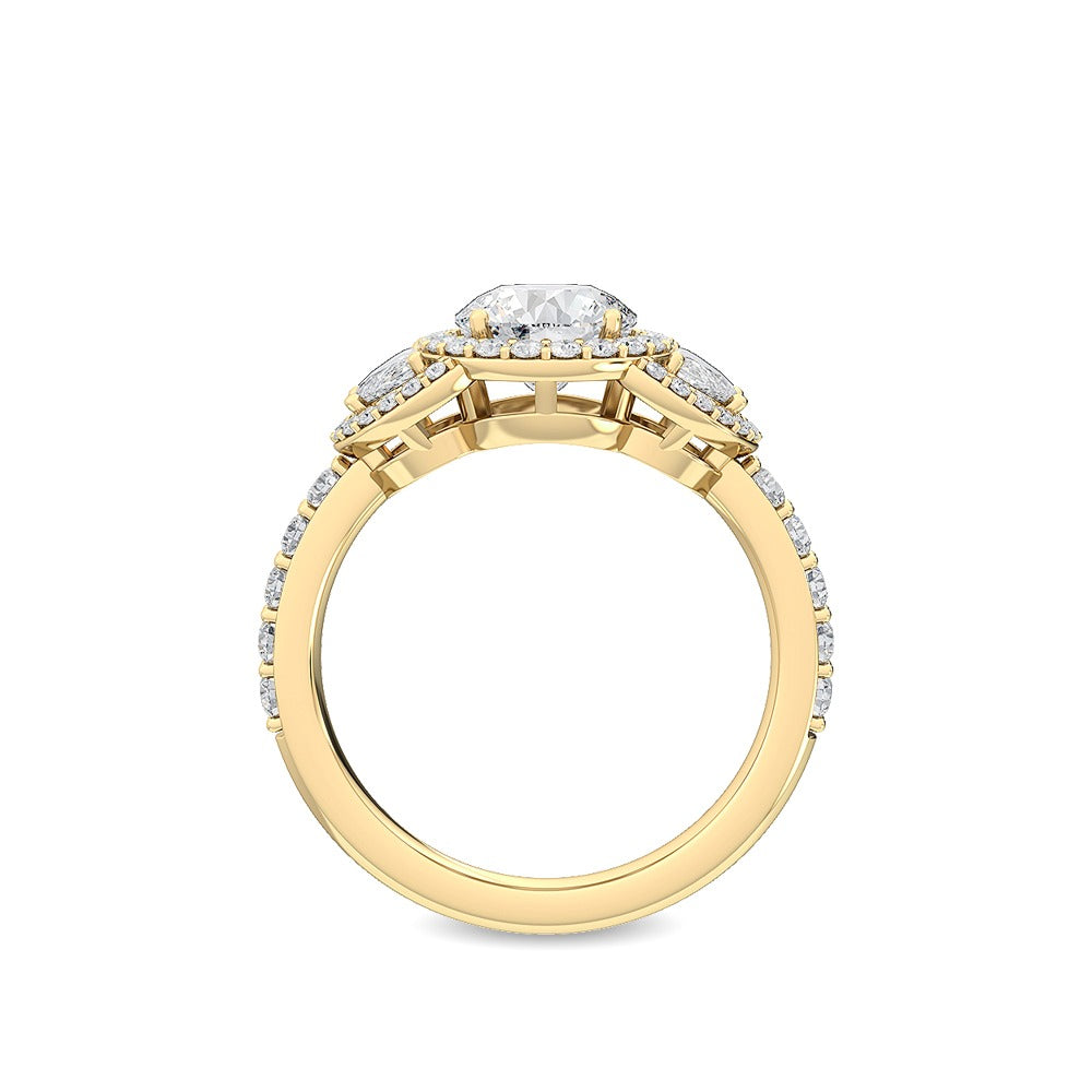 Gold Lab Grown Diamond Three Stone ring - bel viaggio designs