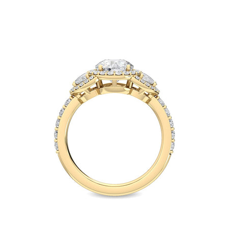 Gold Lab Grown Diamond Three Stone ring - bel viaggio designs