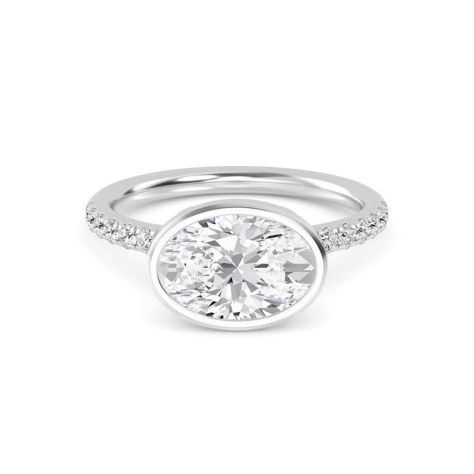 2.87 ctw Half-Bezel Oval Lab Diamond Engagement Ring