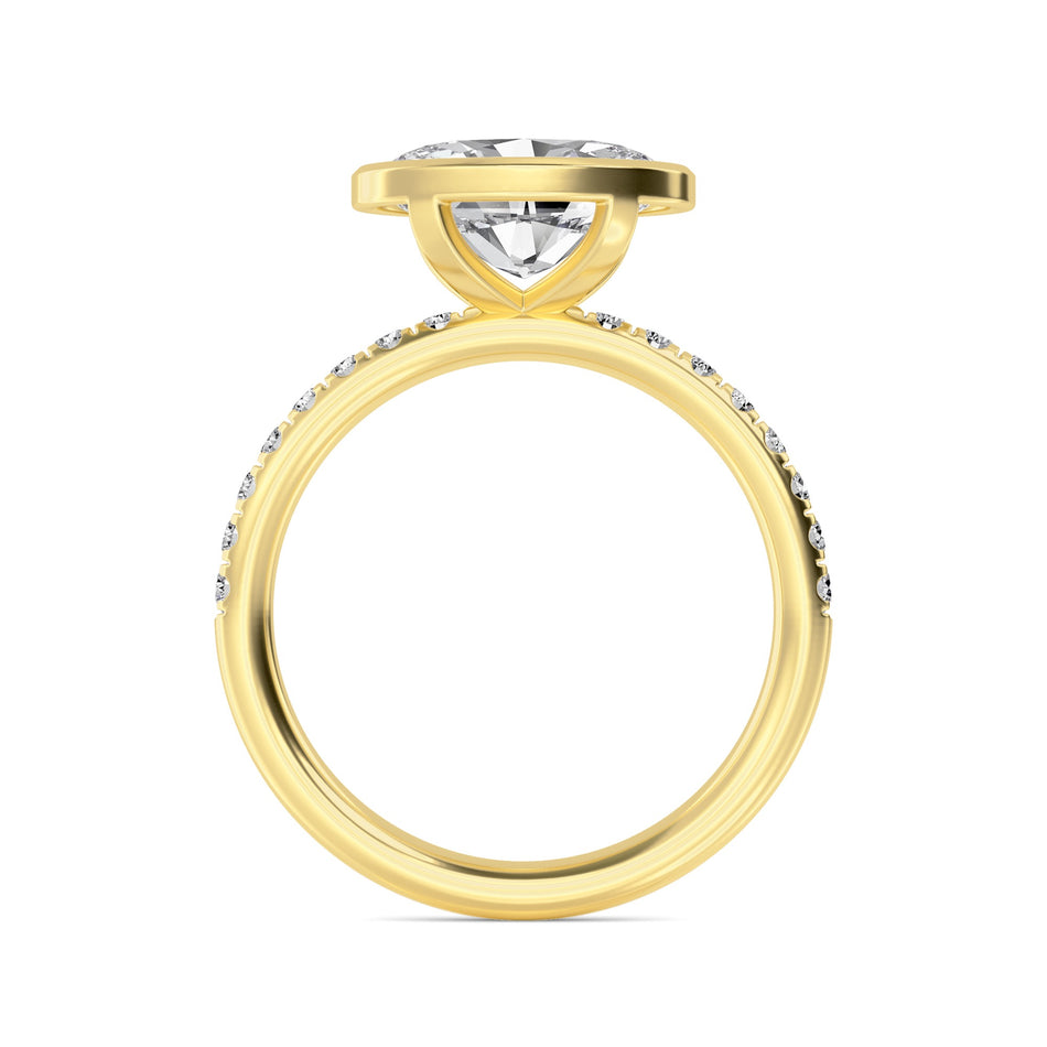 2.87 ctw Half-Bezel Oval Lab Diamond Engagement Ring