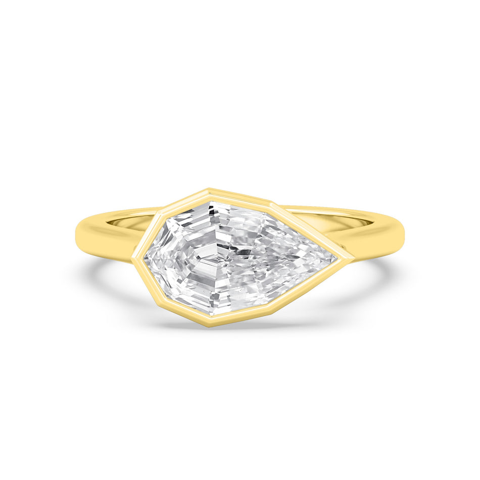 3CT Step Cut Pear Lab Diamond Engagement Ring-Cathedral Setting