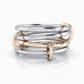 Silver & Gold Connected Rings Stacking Trendy Band by bel viaggio designs