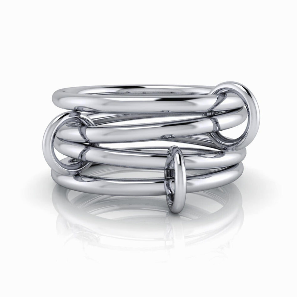 Silver & Gold Connected Rings Stacking Trendy Band by bel viaggio designs