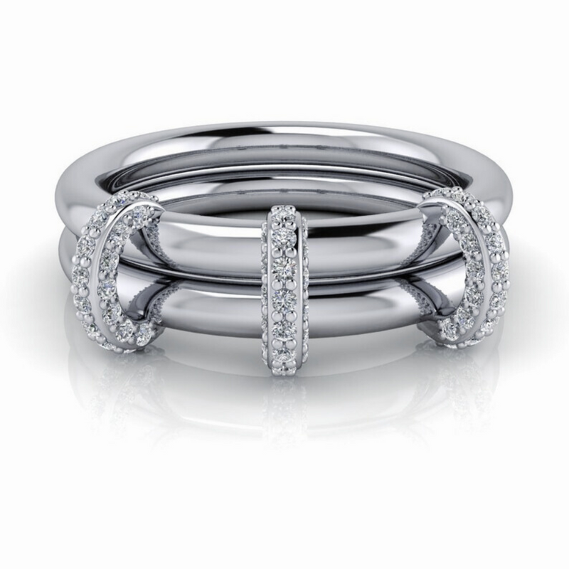 Diamond Connected Rings Stacking Bands by Bel Viaggio 