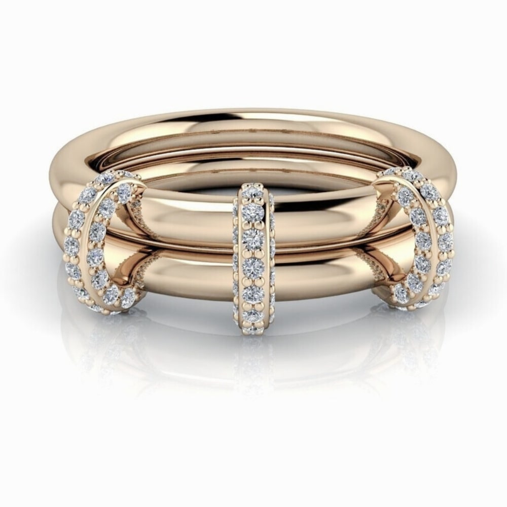 Diamond Connected Rings Stacking Bands by Bel Viaggio 