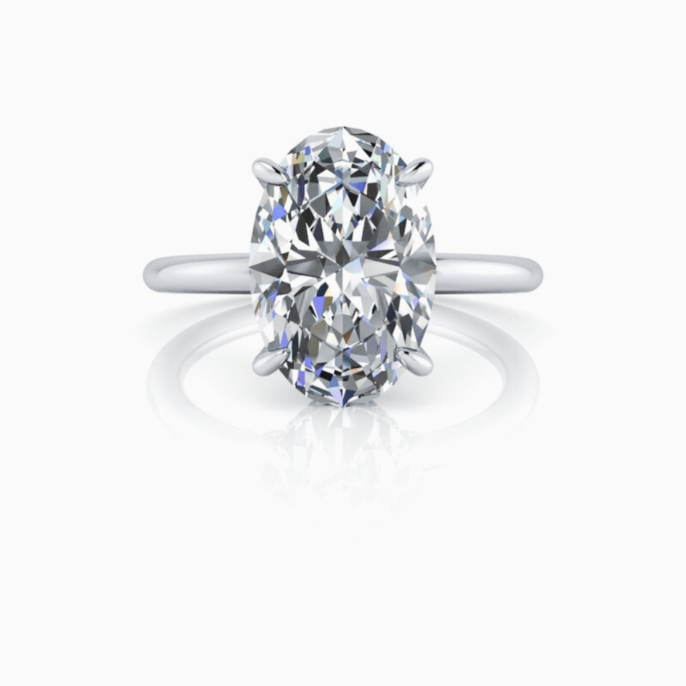 Solitaire Lab Grown Diamond Engagement Ring Hidden Halo