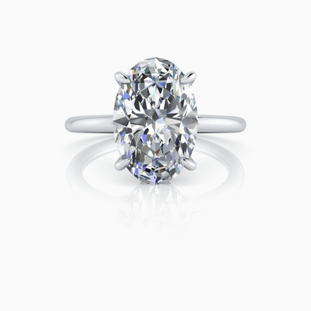 Solitaire Lab Grown Diamond Engagement Ring Hidden Halo