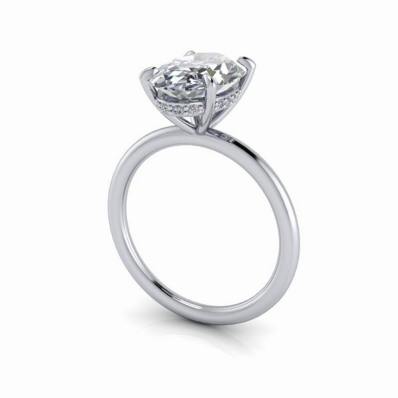 Solitaire Lab Grown Diamond Engagement Ring Hidden Halo