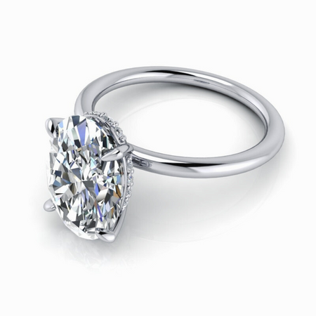 Solitaire Lab Grown Diamond Engagement Ring Hidden Halo