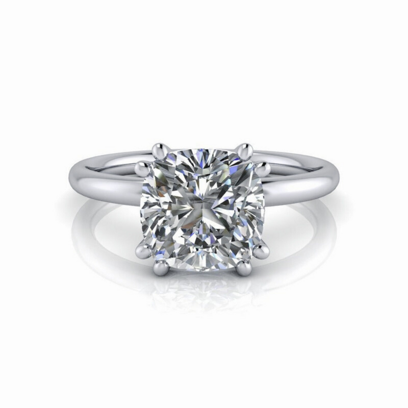 Solitaire Lab Grown Diamond Engagement Ring Cushion Cut