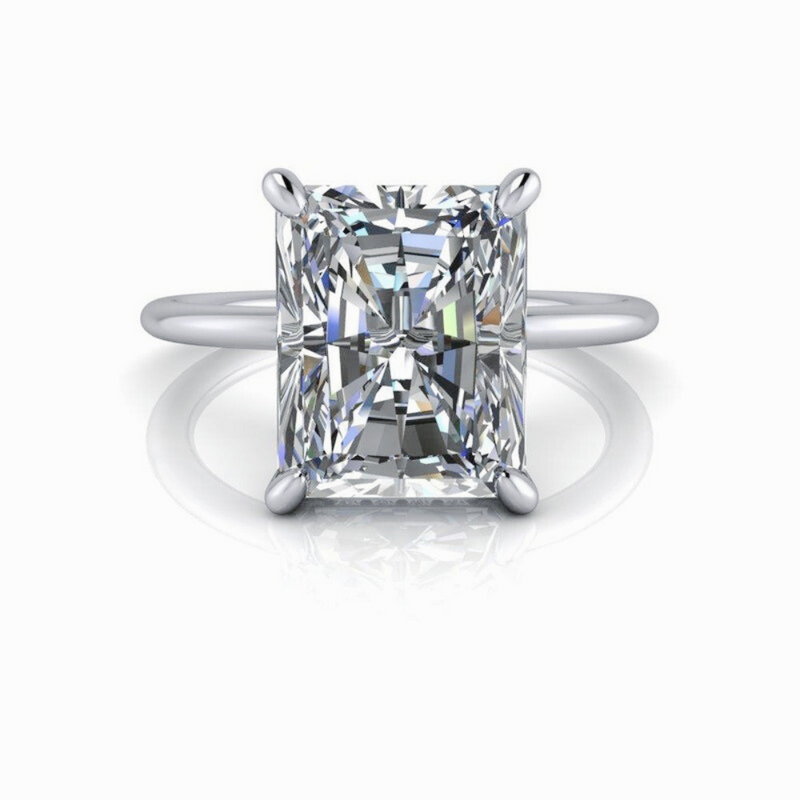 Radiant Lab Grown Diamond Engagement Ring Hidden Halo-bel viaggio designs