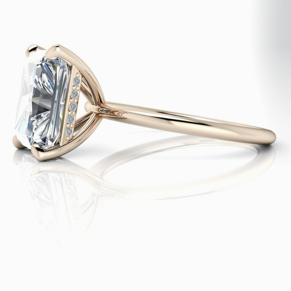 Radiant Lab Grown Diamond Engagement Ring Hidden Halo-bel viaggio designs