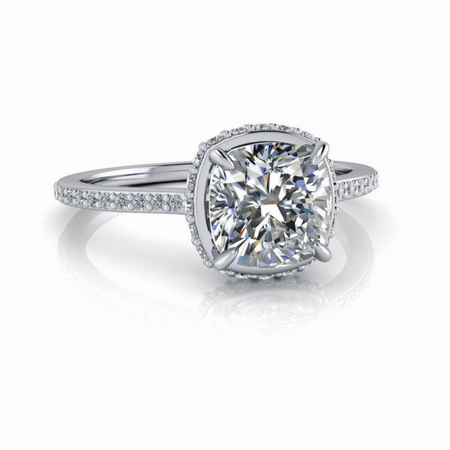 Modern Lab Grown Diamond Engagement Ring Cushion Cut