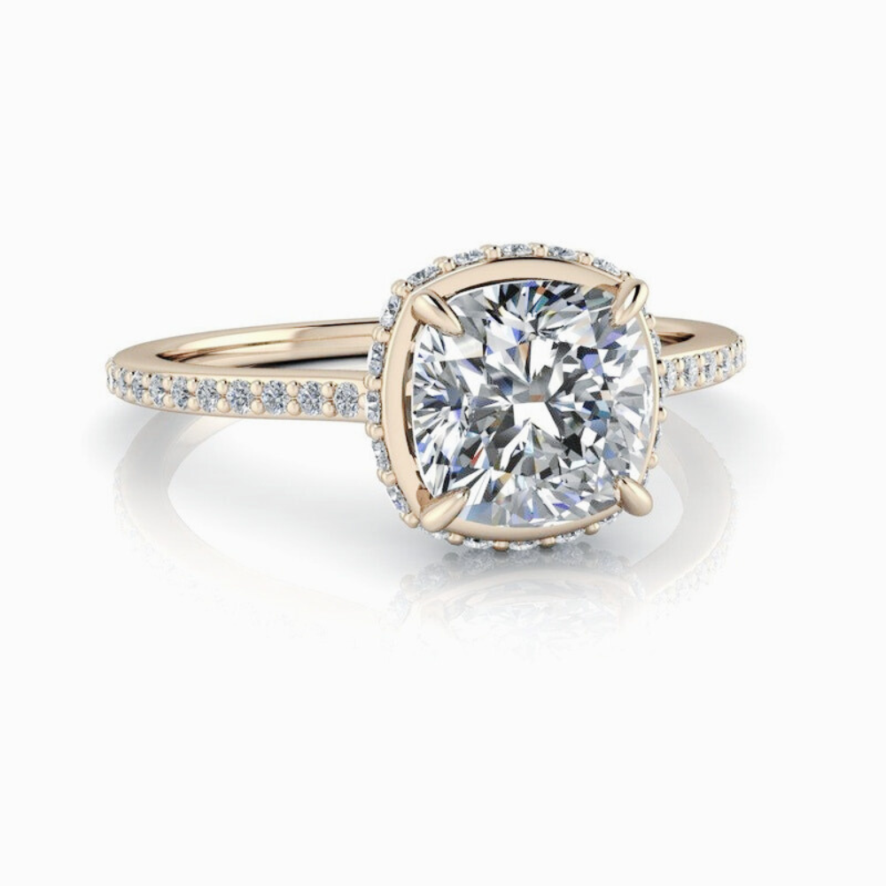 Modern Lab Grown Diamond Engagement Ring Cushion Cut