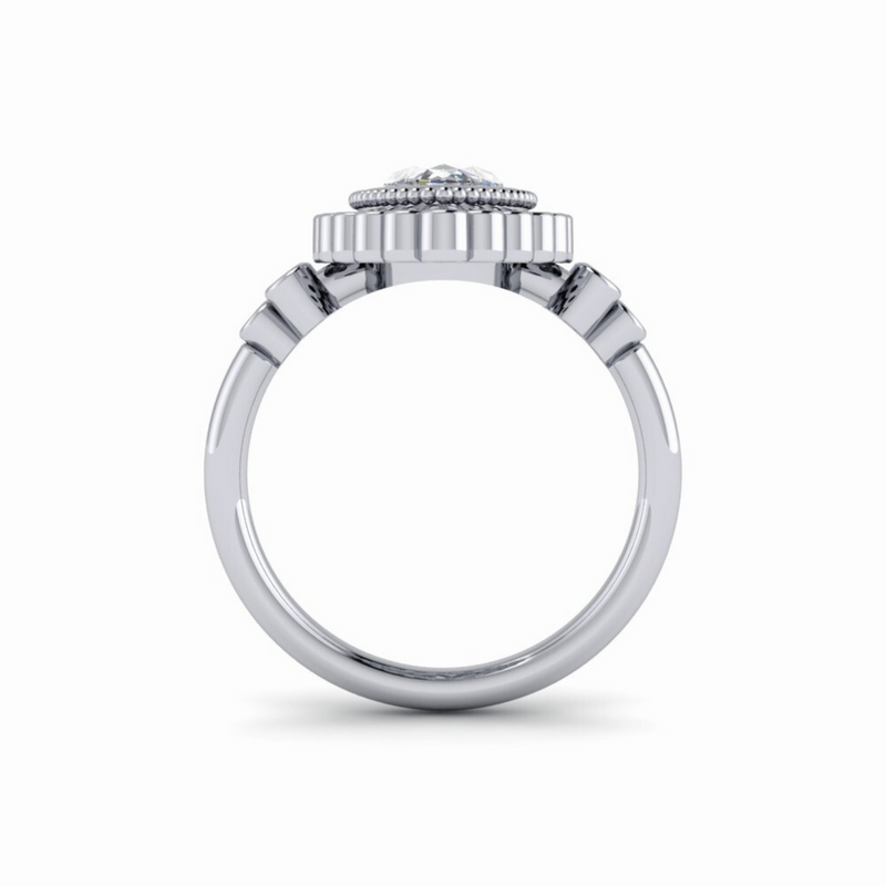 Marquise Lab Grown Diamond Engagement Ring Unique Halo