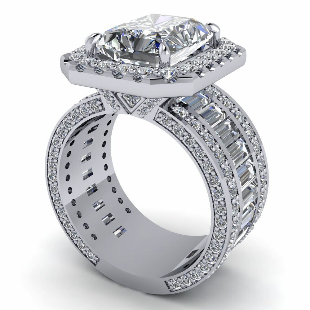 Lab Grown Diamond Ring, Radiant Cut Anniversary Wide Ring