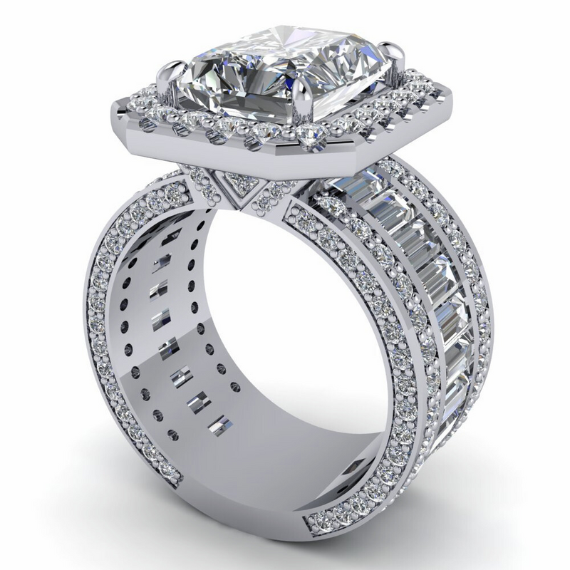 Statement Ring Moissanite Engagement Wide Anniversary Ring-bel viaggio designs