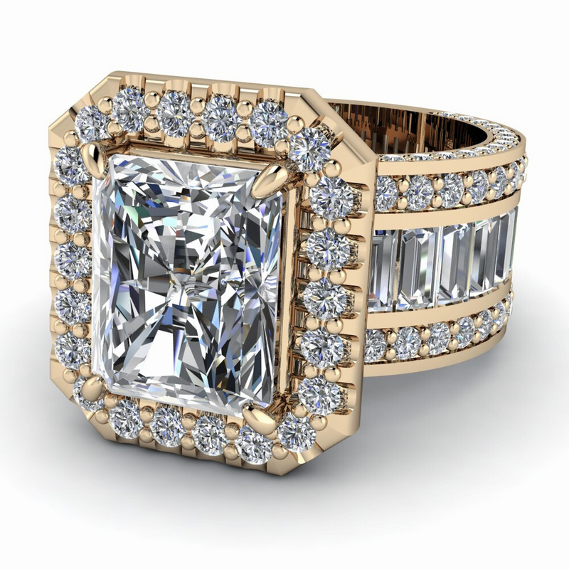 Lab Grown Diamond Ring, Radiant Cut Anniversary Wide Ring