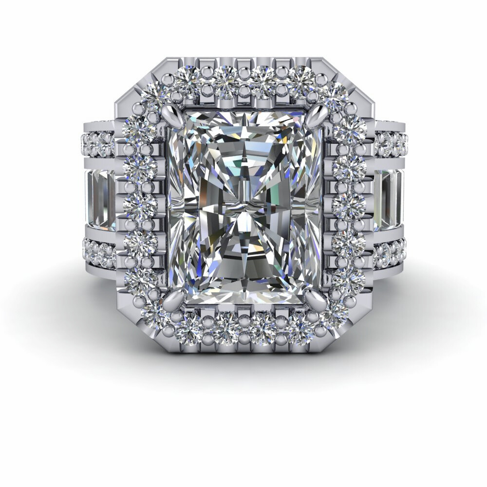 Lab Grown Diamond Ring, Radiant Cut Anniversary Wide Ring