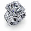 Lab Grown Diamond Ring, Radiant Cut Anniversary Wide Ring