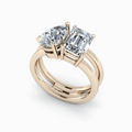 Two Stone Diamond Engagement Ring Emerald & Pear Split Shank