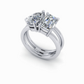 Two Stone Diamond Engagement Ring Emerald & Pear Split Shank