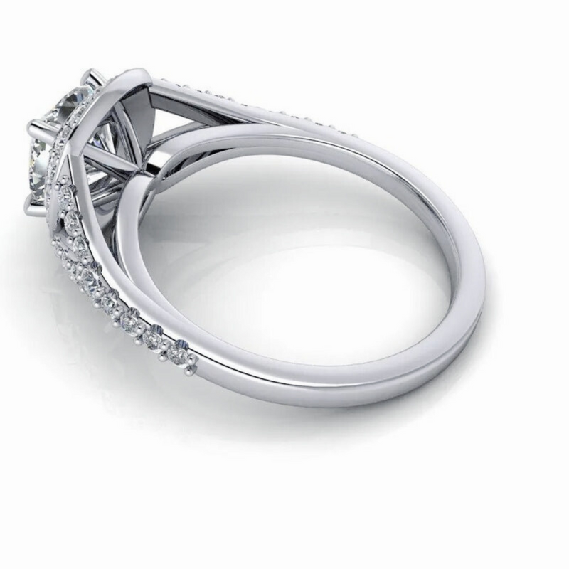 Cushion Cut Lab Grown Diamond Engagement Ring Split Shank