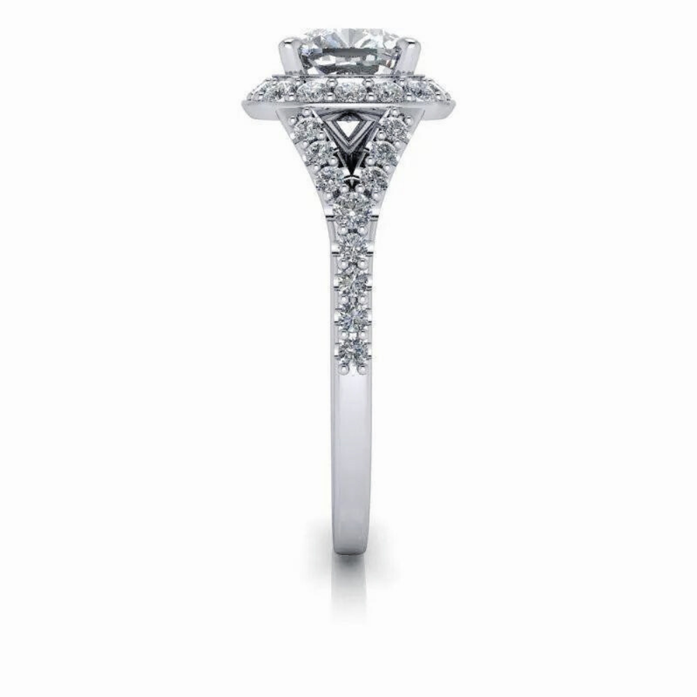 Cushion Cut Lab Grown Diamond Engagement Ring Split Shank