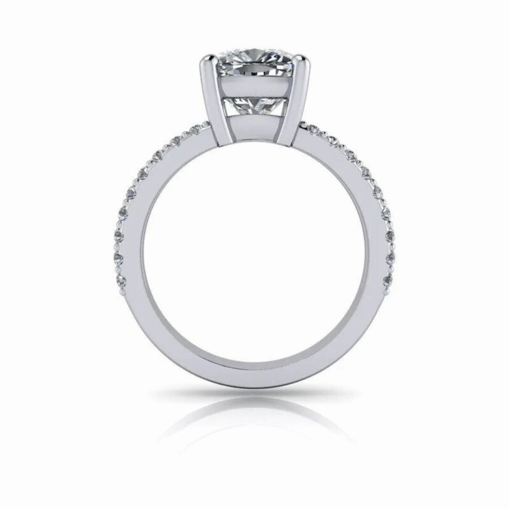 Lab Grown Diamond Ring Split Shank Cushion Cut-Custom Rings