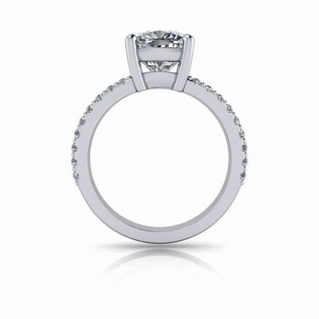 Lab Grown Diamond Ring Split Shank Cushion Cut-Custom Rings