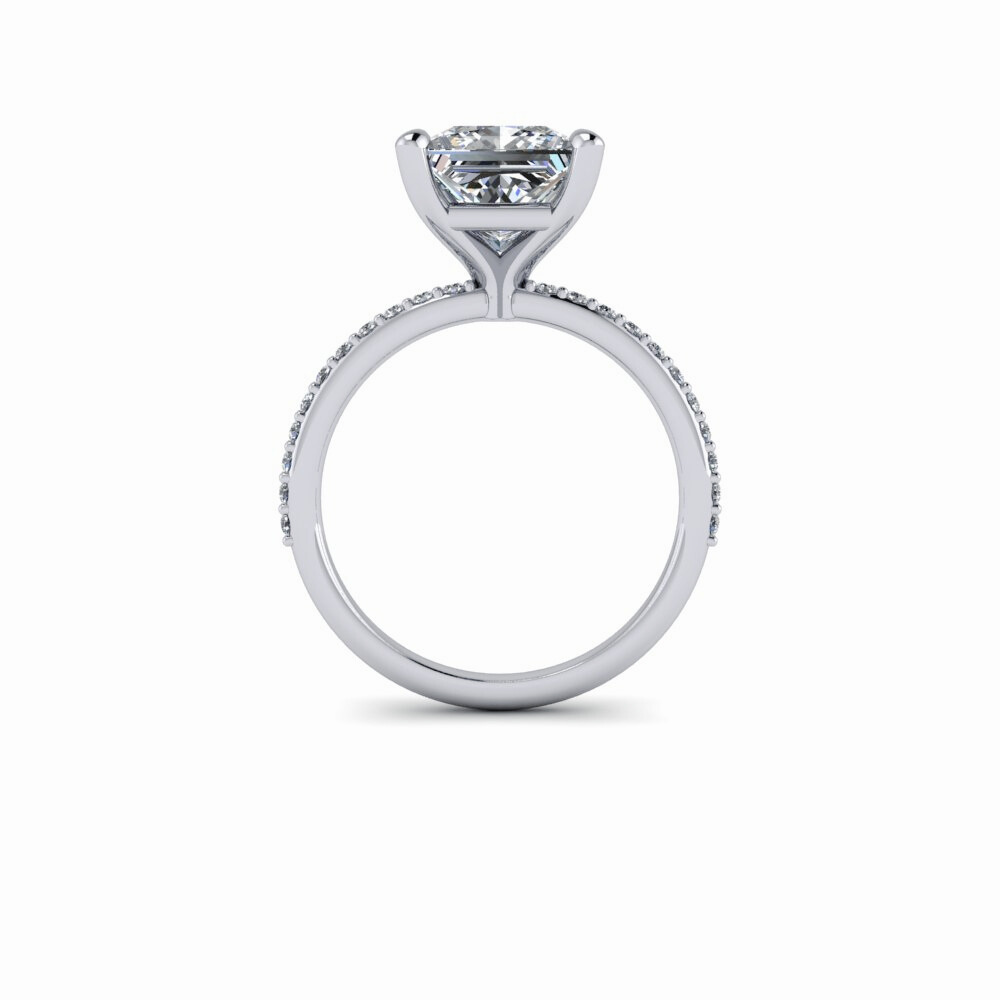 Princess Cut Lab Grown Diamond Ring Thin Band 4-Prong