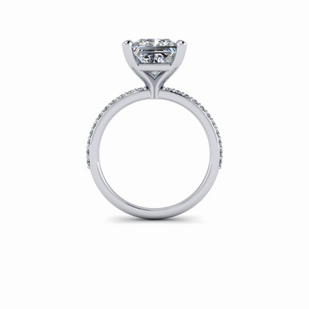 Princess Cut Lab Grown Diamond Ring Thin Band 4-Prong