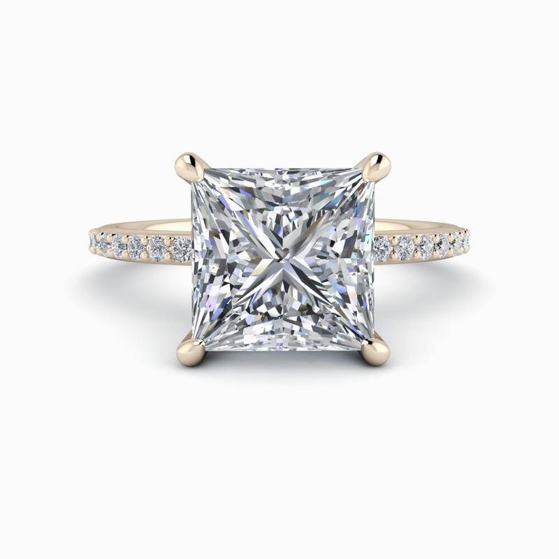 Princess Cut Lab Grown Diamond Ring Thin Band 4-Prong