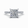 Princess Cut Lab Grown Diamond Ring Scalloped Band 2.30CTW