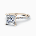 Princess Cut Lab Grown Diamond Ring Scalloped Band 2.30CTW