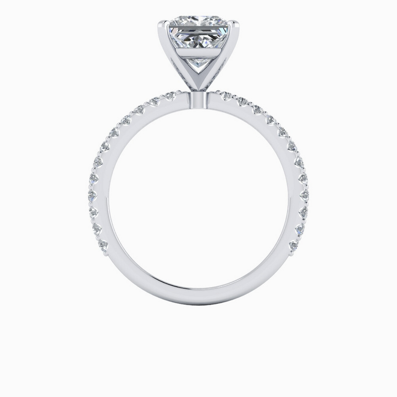 Princess Cut Lab Grown Diamond Ring Scalloped Band 2.30CTW