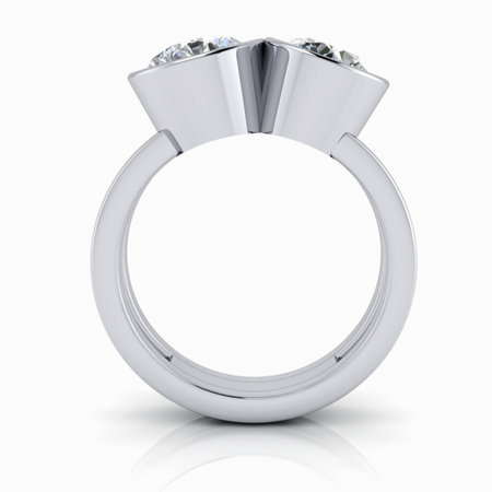 Toi Et Moi Lab Grown Diamond Ring Bezel Set Pear & Round