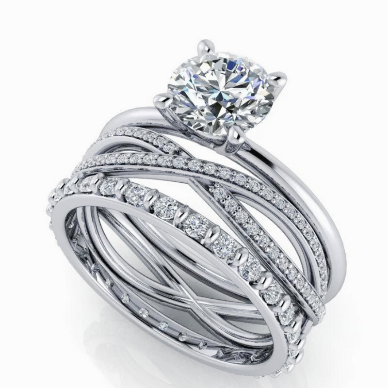 Belle Stack Lab Grown Diamond Bridal Set 2.80 ctw