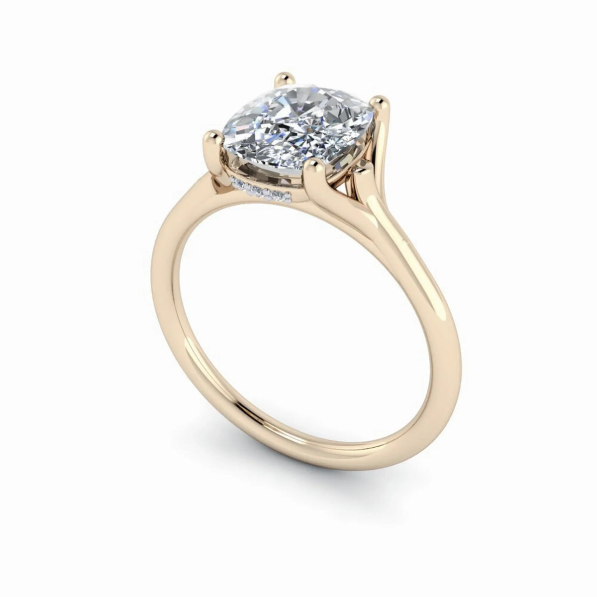 Yellow gold solitaire engagement ring with round brilliant diamond