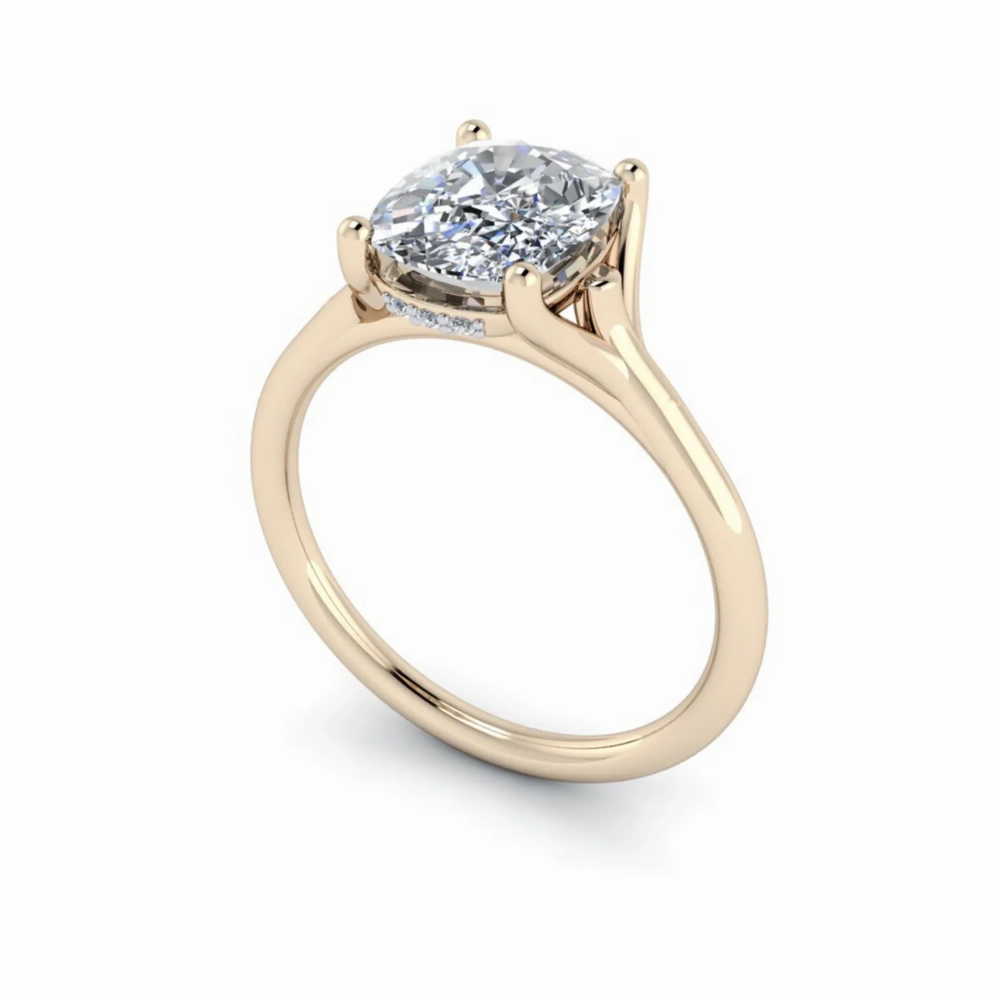 Yellow gold solitaire engagement ring with round brilliant diamond