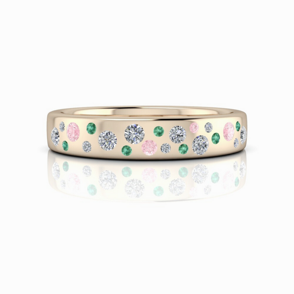 Irish No. 2 Lab Diamond and Emerald Wedding Band