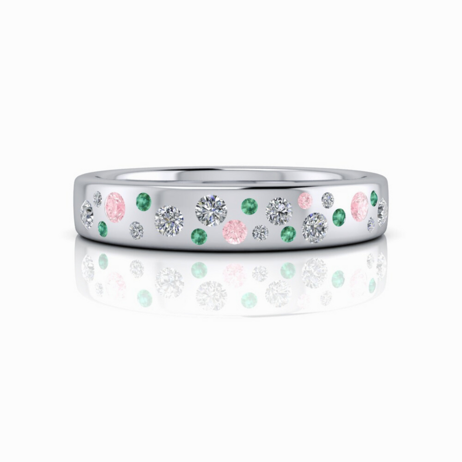 Irish No. 2 Lab Diamond and Emerald Wedding Band