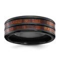 Black Zirconium Men's Ring Wood Inlay