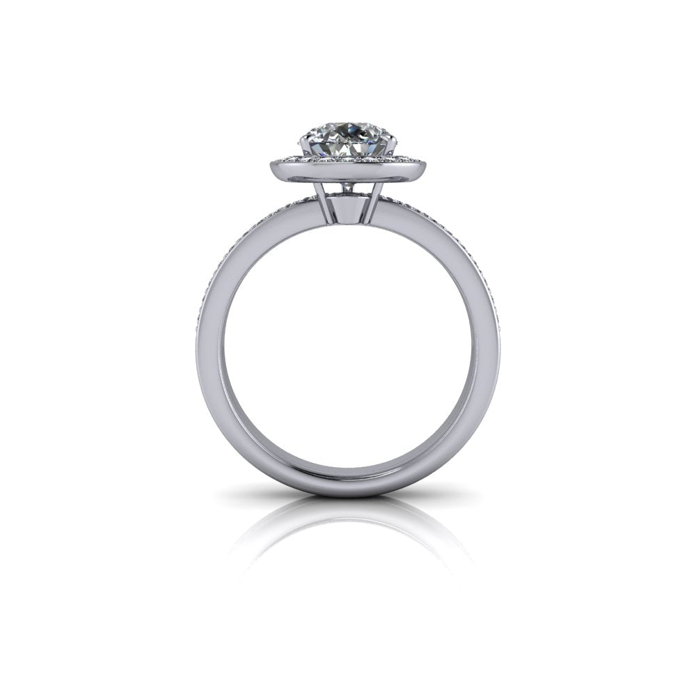 Pear Lab Grown Diamond Engagement Ring Split Shank Halo