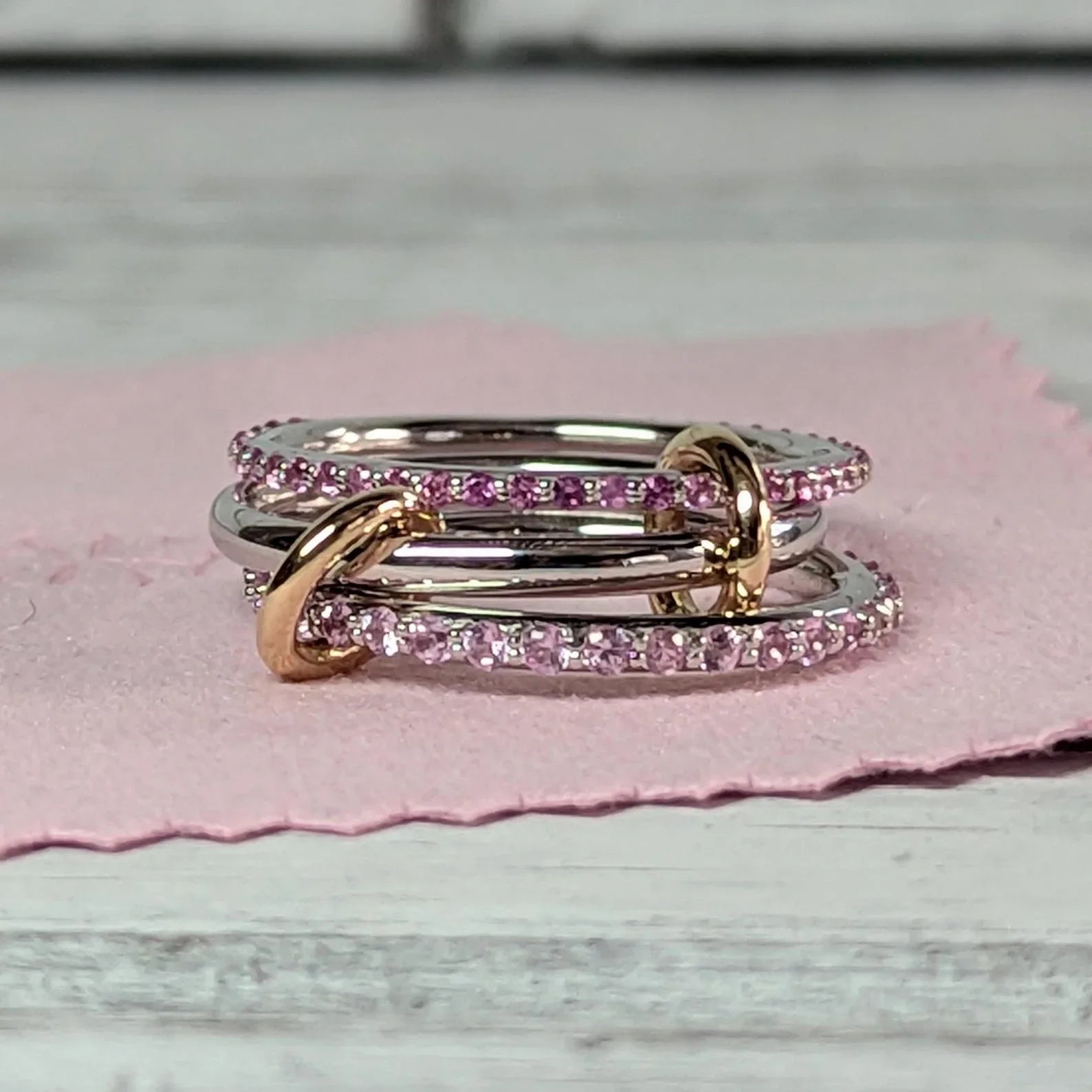 Cosmos Pink Sapphire Connected Rings- Bel Viaggio Designs – Bel Viaggio ...