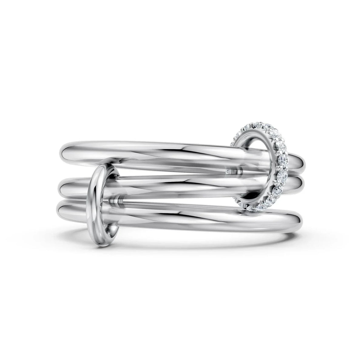 Elegant diamond-accented multi-band ring, perfect for custom engagement or stackable jewelry designs.