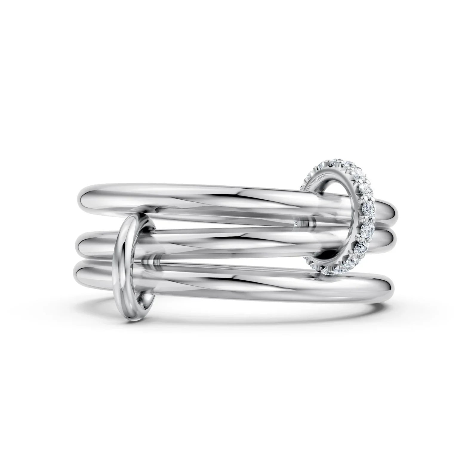 Elegant diamond-accented multi-band ring, perfect for custom engagement or stackable jewelry designs.